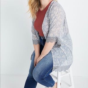 Maurices Floral Crochet Trimmed Kimono NWOT